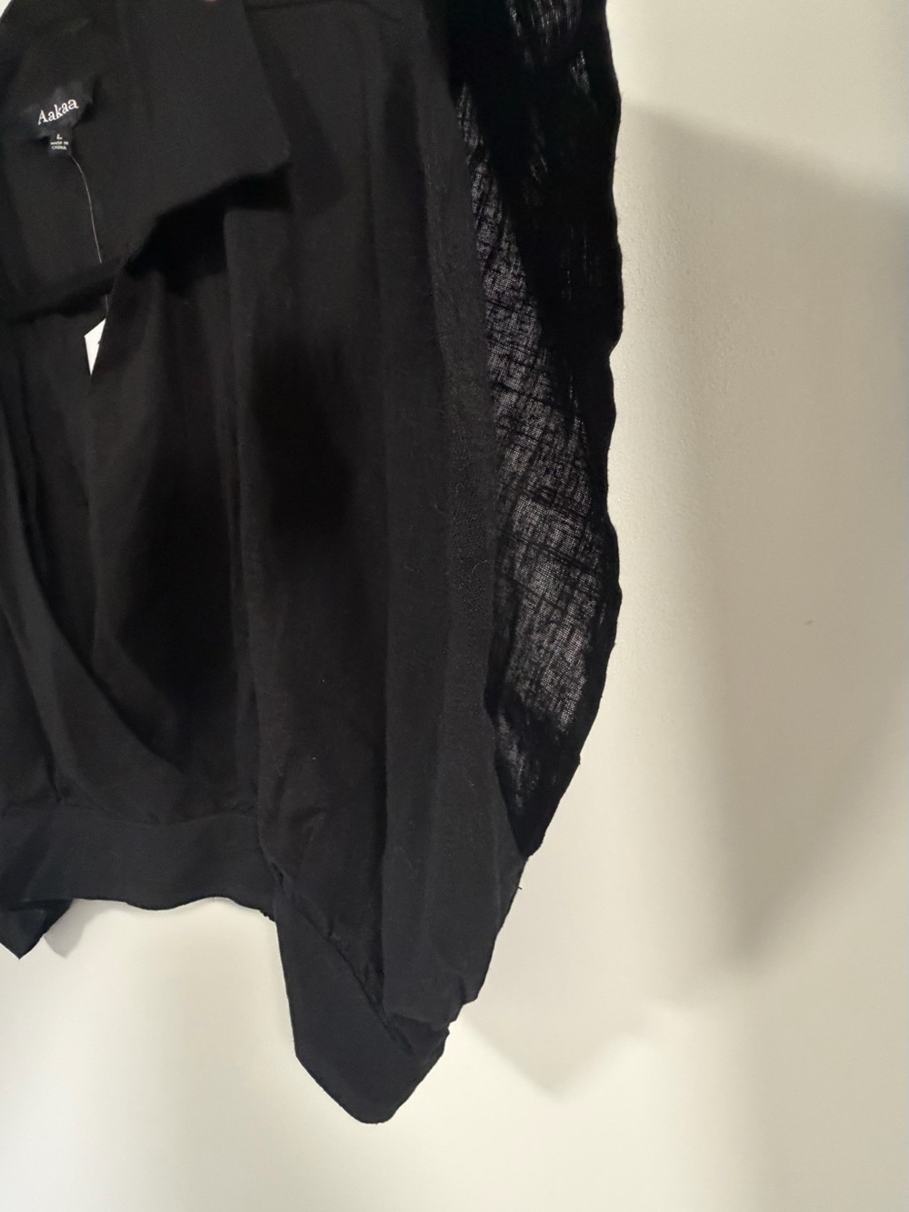 Aakaa Black Draped V-Neck Cropped Top - Picture 3 of 5